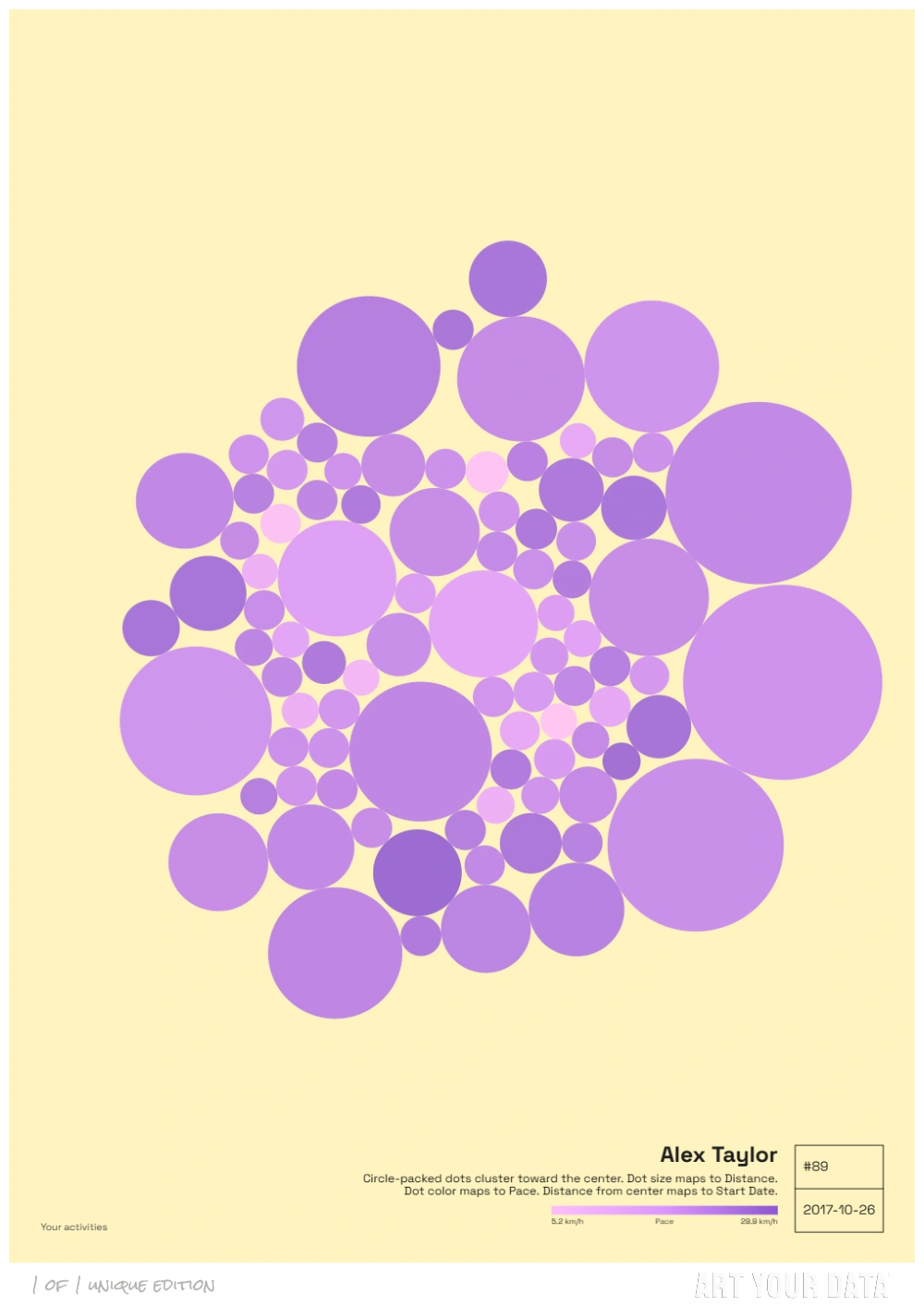 Balls of Activity artwork turning activity data into an abstract circle pattern